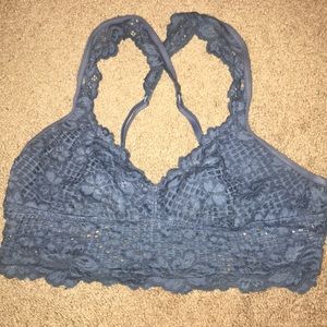 Aerie Blue Lace Triangle Longline Bralette